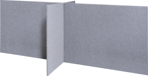 Akoestisch paneel, X-opstelling, hoogte 120 cm, tbv bureau 200 x 100 cm