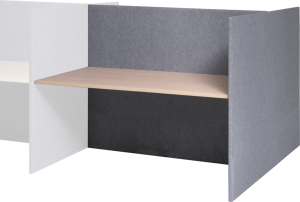 Akoestisch paneel, H-opstelling aanbouw, hoogte 120 cm, tbv 2 x bureau 140 x 80 cm, incl. bladen