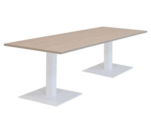Kolom tafel recht 200 x 80 cm, 2 vierkante voeten 50 x 50 cm, vaste hoogte 75 cm