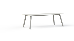 Corner bijzettafel recht 120 x 60 cm, op 4-poots onderstel Ø38 mm, hoogte 42 cm