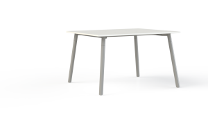 Corner tafel recht 160 x 80 cm, op 4-poots onderstel Ø5 cm, hoogte 75 cm