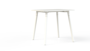 Corner tafel vierkant 80 x 80 cm, op 4-poots onderstel Ø5 cm, hoogte 75 cm