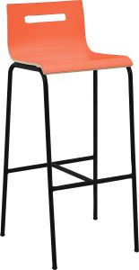 Oscar 4-poots barkruk hoog model, rond frame Ø19 mm, zithoogte 82 cm
