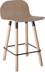 Carvi 4-poots barkruk medium model, massief beuken frame Ø38 mm, zithoogte 62 cm