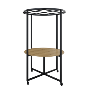 Move Rond bespreek- en lunchtafel met rooster dakelement, blad Ø131 cm, hoogte 90 cm, incl. 4 wielen