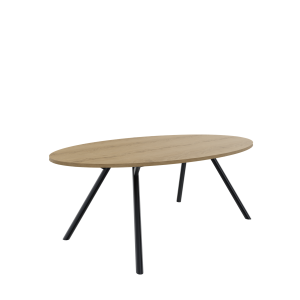 Bridge vergadertafel ellipsvorm 240 x 120 cm,
ronde poten Ø50 mm, vaste hoogte 75 cm