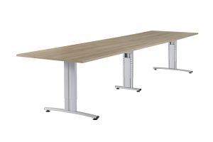 Basic vergadertafel met koppelpoot 400 x 90 cm, instelbaar 62 - 86 cm