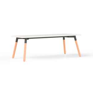 Corner bijzettafel recht 120 x 60 cm, op 4-poots onderstel Ø38 mm, hoogte 42 cm