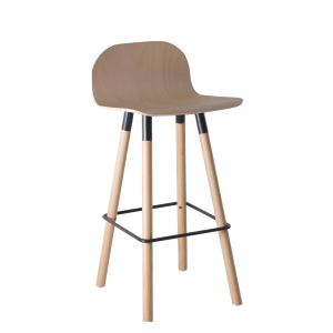 Carvi 4-poots barkruk hoog model, massief beuken frame Ø38 mm, zithoogte 82 cm