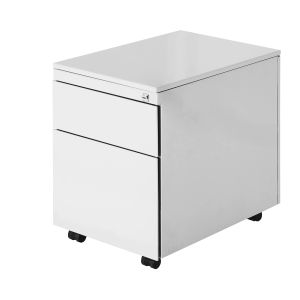 Budget rolblok serie-60, 1 lade met pennenbakje en 1 hangmappenlade, WT - Wit RAL9010