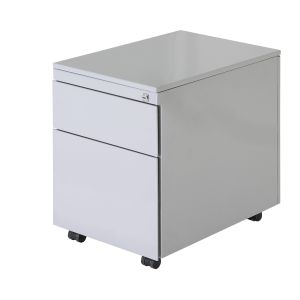 Budget rolblok serie-60, 1 lade met pennenbakje en 1 hangmappenlade, AL - Aluminium RAL9006