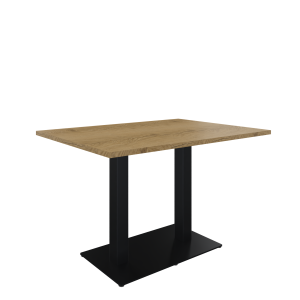 Kolom tafel recht 120 x 80 cm, 2 x vierkante kolom op rechthoekige voet 80 x 50 cm, hoogte 75 cm