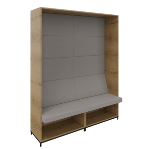 Flexwall dichte zitbank L/R 5 OH op metalen 4-poots sokkel en ondervak incl. zit/rug kussenset