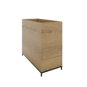 Flexwall plantenkast 2OH op 4-poots sokkel 43brx85hgx90dp, 2-vaks met 4 x uittreklade, push to open