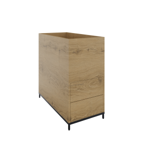 Flexwall plantenkast 2OH op 4-poots sokkel 43brx85hgx80dp, 2-vaks met 4 x uittreklade, push to open