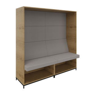 Flexwall dichte zitbank L/R 4 OH op metalen 4-poots sokkel en ondervak incl. zit/rug kussenset